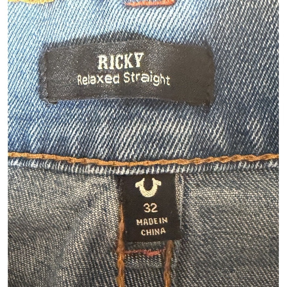 True Religion Ricky Big T Jeans 32 Blue Flap Pocket Relaxed Straight - Picture 3 of 8